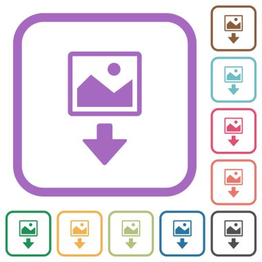 Kare kare beyaz arka plan üzerinde renkli görüntü basit simgeler download yuvarlak