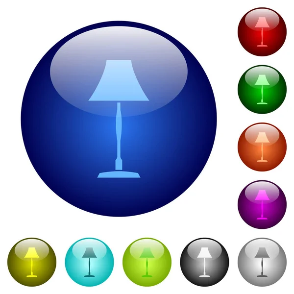 Μόνιμη Εικονίδια Αμπαζούρ Στρογγυλά Γυάλινα Κουμπιά Πολλαπλά Χρώματα Δομή Διατεταγμένου — Διανυσματικό Αρχείο