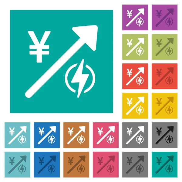 Rising Electricity Energy Japanese Yen Prices Multi Colored Flat Icons 로열티 프리 스톡 벡터