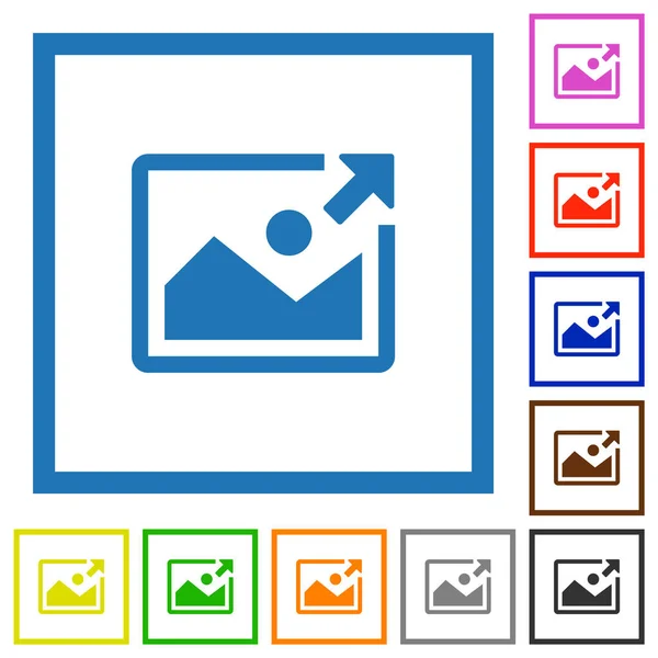 Експортувати Піктограми Плоского Кольору Зображення Квадратних Рамах Білому Тлі — стоковий вектор