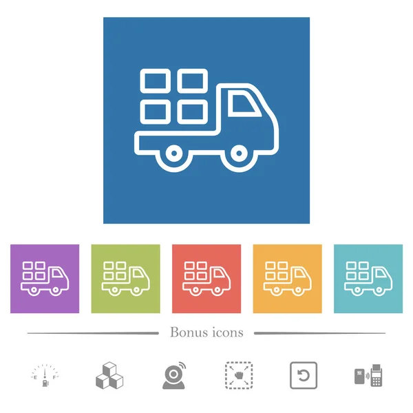 Courier Services Outline Flat White Icons Square Backgrounds Bonus Icons — Stockvektor