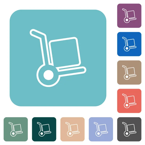Hand Truck Outline White Flat Icons Color Rounded Square Backgrounds — Archivo Imágenes Vectoriales