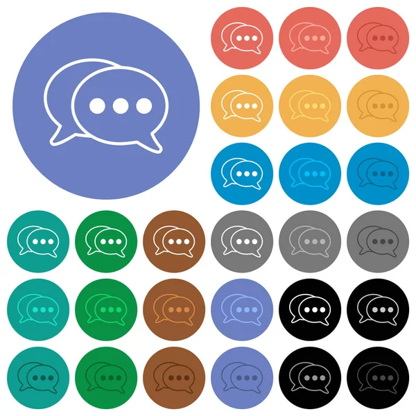 Two Oval Active Chat Bubbles Outline Multi Colored Flat Icons — ストックベクタ
