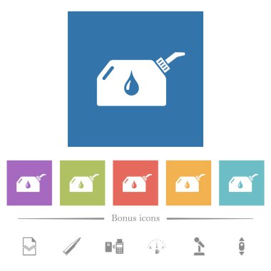 Kare arkaplanlarda yağlı bembeyaz simgeler. 6 bonus simgesi dahil.