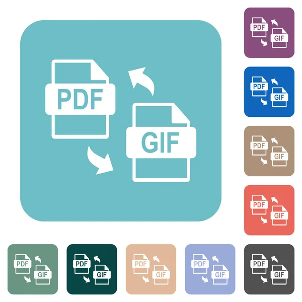 Pdf Gif File Conversion White Flat Icons Color Rounded Square — Stok Vektör