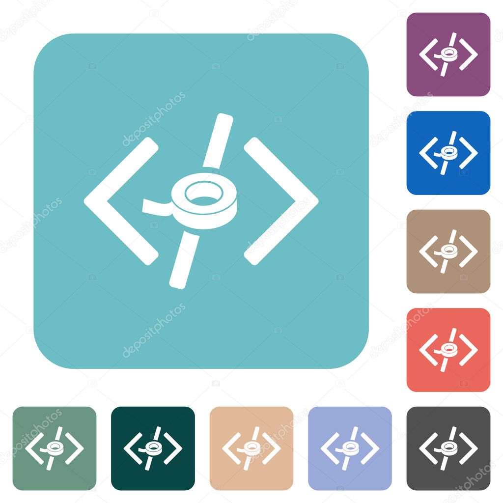 Software patch white flat icons on color rounded square backgrounds