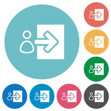 User login alternate flat white icons on round color backgrounds