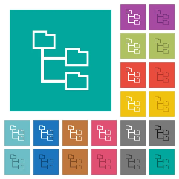 Folder Structure Outline Multi Colored Flat Icons Plain Square Backgrounds — Stockový vektor