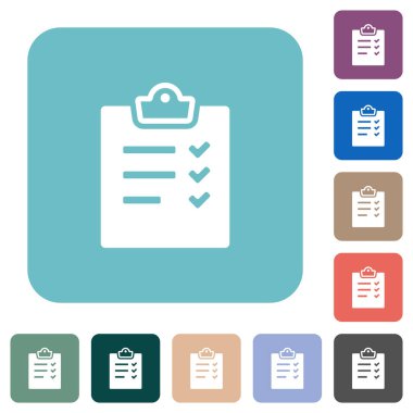 Task list alternate white flat icons on color rounded square backgrounds