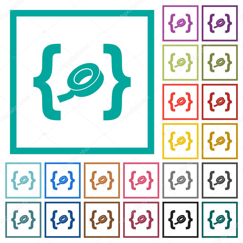 Software patch flat color icons with quadrant frames on white background