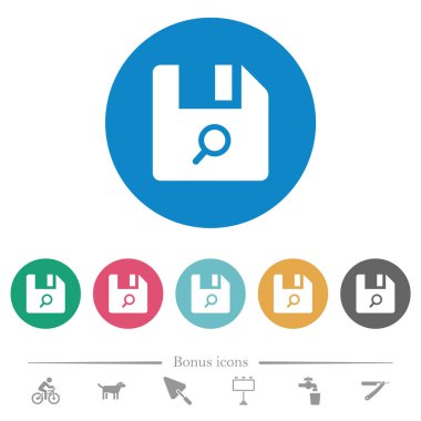 Find file flat white icons on round color backgrounds. 6 bonus icons included.