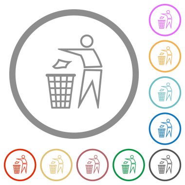 Tidy man outline flat color icons in round outlines on white background