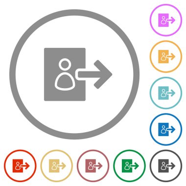 User logout alternate flat color icons in round outlines on white background