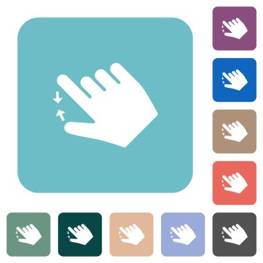 Right handed pinch close gesture white flat icons on color rounded square backgrounds