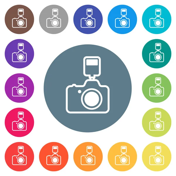 Camera Flash Outline Flat White Icons Color Backgrounds Background Color — Stock vektor