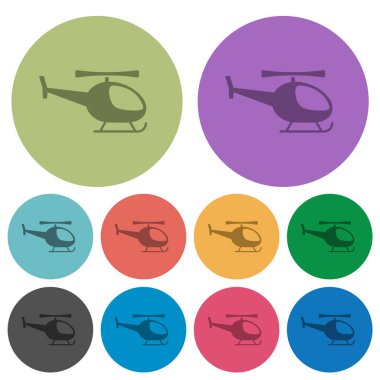 Helikopter silueti daha koyu düz simgeler renk yuvarlak arkaplan üzerinde