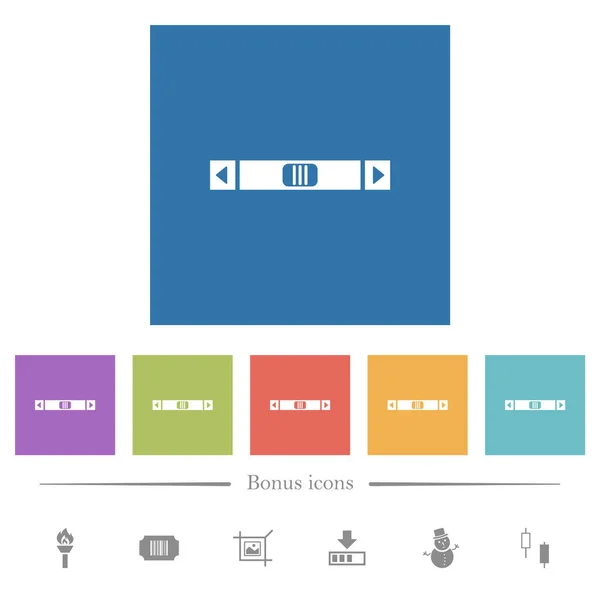 Barra Desplazamiento Horizontal Iconos Blancos Planos Fondos Cuadrados Iconos Bonificación — Archivo Imágenes Vectoriales