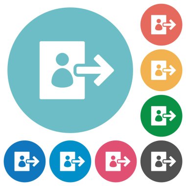 Kullanıcı çıkışı yuvarlak renk arkaplanındaki düz beyaz simgeler