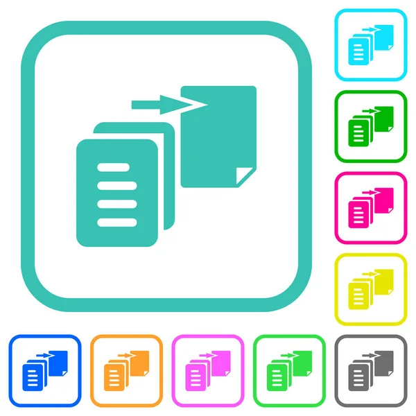 Verschieben Sie Datei Solide Lebendige Farbige Flache Symbole Gebogenen Rändern — Stockvektor
