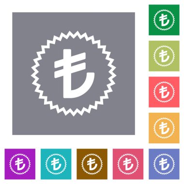 Türk Lirası etiketi, basit renk karesi arkaplanlarında düz simgeler değiştirdi