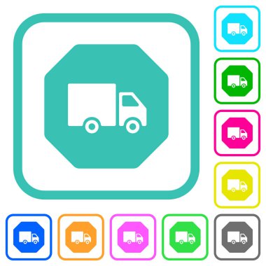 Sekizgen biçimli ulaşım yaptırım işareti Beyaz zemin üzerinde eğri kenarlarda katı renkli düz simgeler