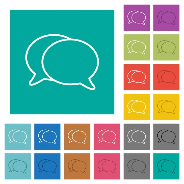 Two Oval Chat Bubbles Outline Multi Colored Flat Icons Plain — Stock Vector