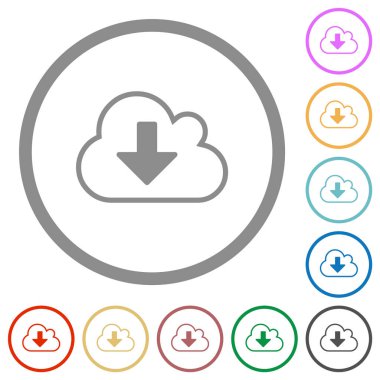 Beyaz arkaplanda yuvarlak ana hatlarda düz renk simgeleri indir