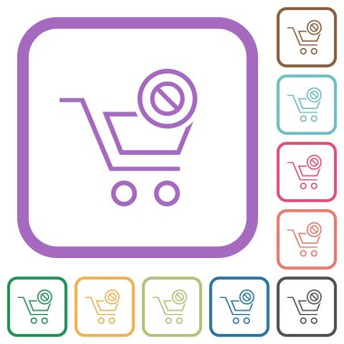 Otomobil pasifleştirildi, beyaz arkaplanda renkli yuvarlak kare çerçeveler halinde basit simgeler