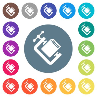 SD hafıza kartı yuvarlak renk arkaplanlarına düz beyaz simgeler sıkıştırır. 17 arkaplan renk varyasyonu dahil.