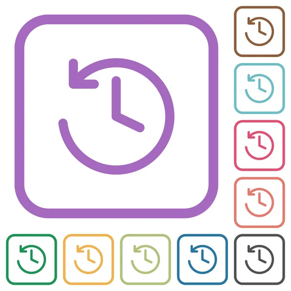 Círculo Forma Flecha Hacia Atrás Reloj Iconos Simples Color Redondeado — Archivo Imágenes Vectoriales