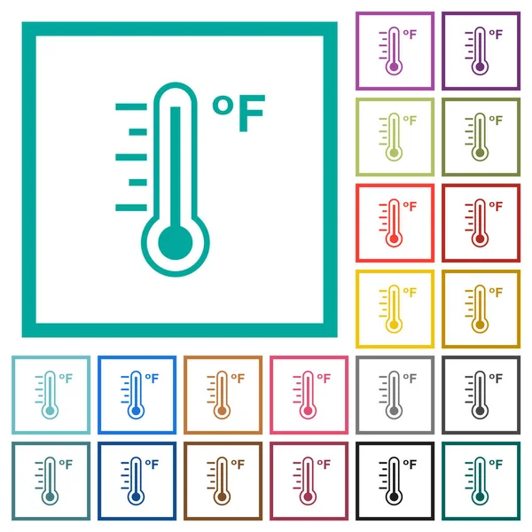 白底象限框架的华氏温标温标平色图标 — 图库矢量图片