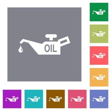 Basit renk kare arkaplanlarında yağlı düz simgeler