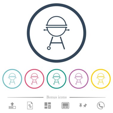 Yuvarlak hatlı düz renk simgeleriyle ızgara ızgara. 6 bonus simgesi dahil.