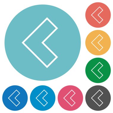 Sol açı oku yuvarlak renk arkaplanındaki düz beyaz simgeleri çizer