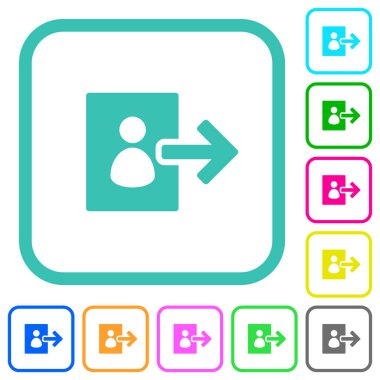 Beyaz arkaplan üzerindeki eğimli sınırlarda kullanıcı çıkışı katı renkli düz simgeler