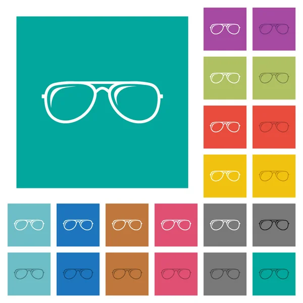 Glasses Glosses Multi Colored Flat Icons Plain Square Backgrounds Included — Stock Vector