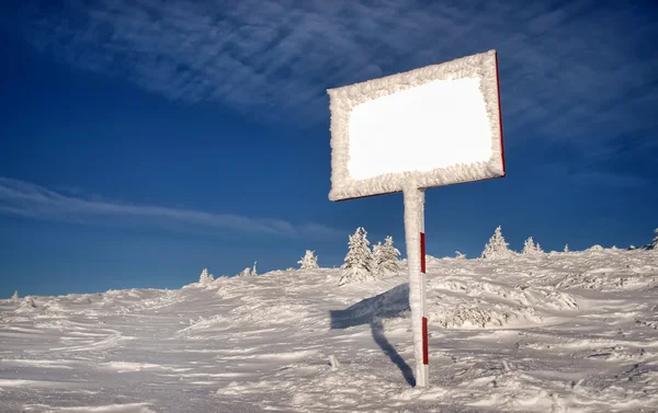 Billboard in winter landscape — Stock Photo, Image