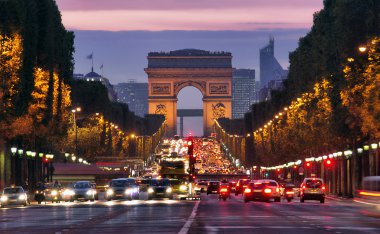 Paris, champs-elysees, gece