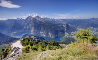 Alps mountains and Konigssee lake