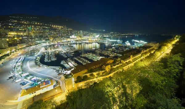Monte carlo port nachtszene — Stockfoto