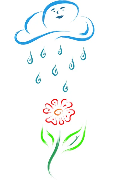 Дождь на цветок — стоковый вектор