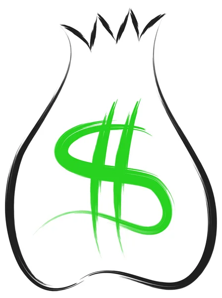 Dollar bag sketch — Stock Vector