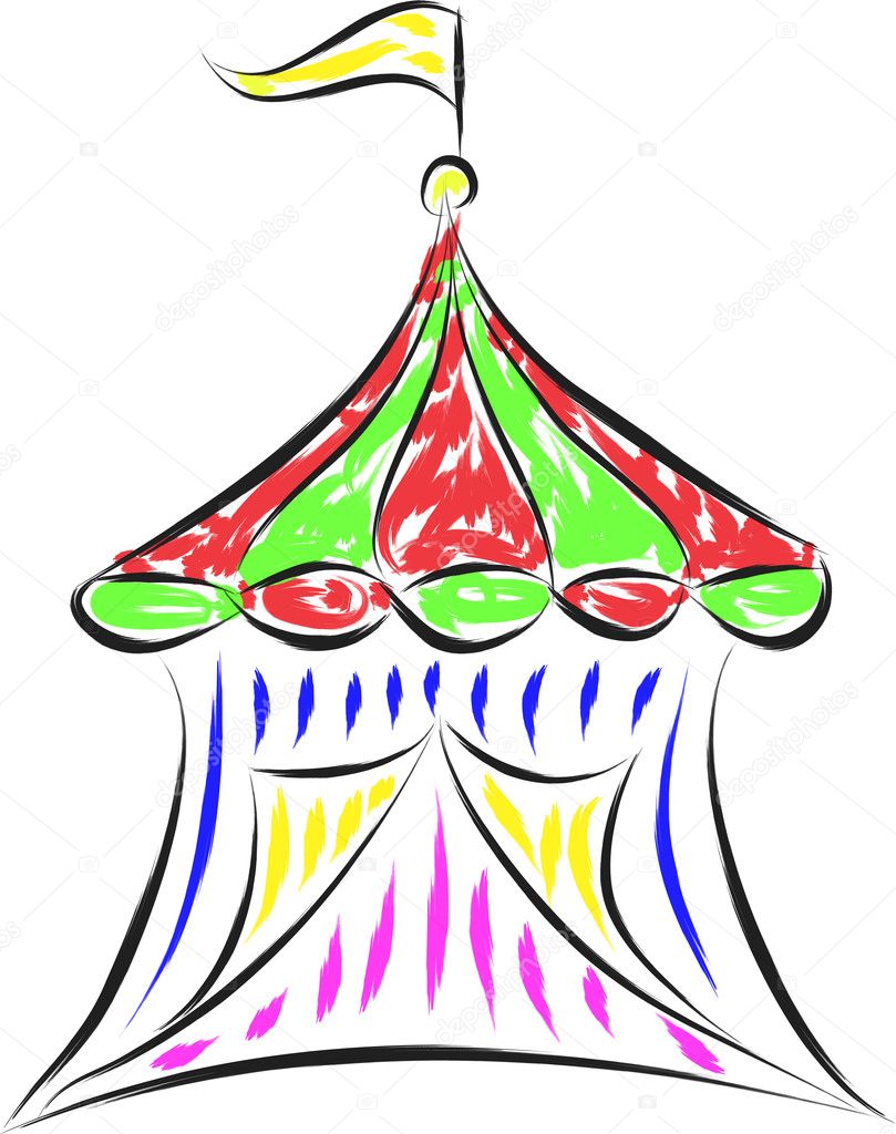 Doodle drawing of circus tent vector