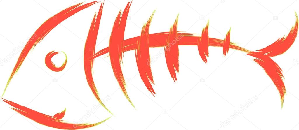 Abstract fish skeleton vector sketch