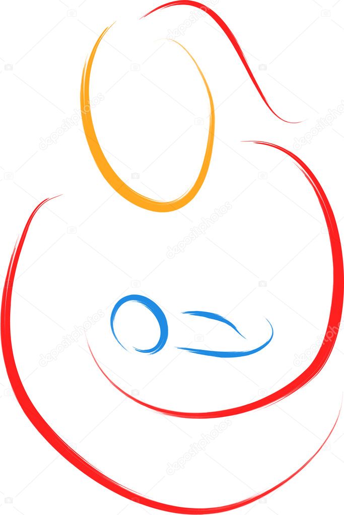 Abstract mother and child sketch