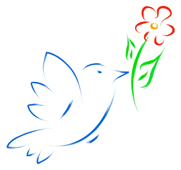 Taube mit Blume — Stockvektor