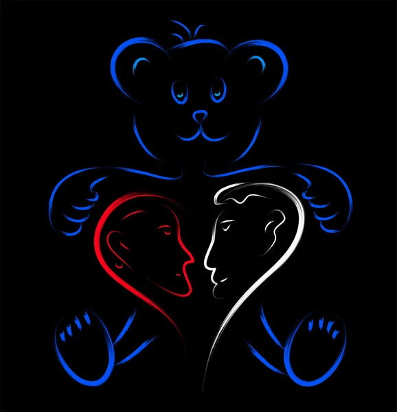 Amour coeur ours — Image vectorielle