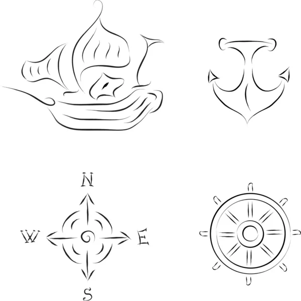 Nautische Symbole gesetzt — Stockvektor