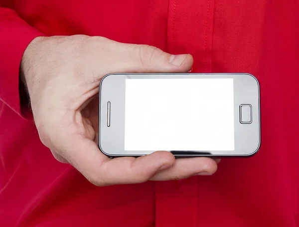 Mano celebración de teléfono inteligente — Foto de Stock