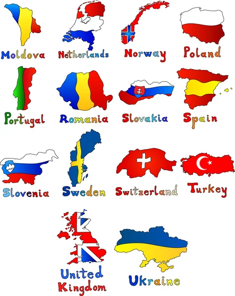 Mapas de europa país — Vector de stock